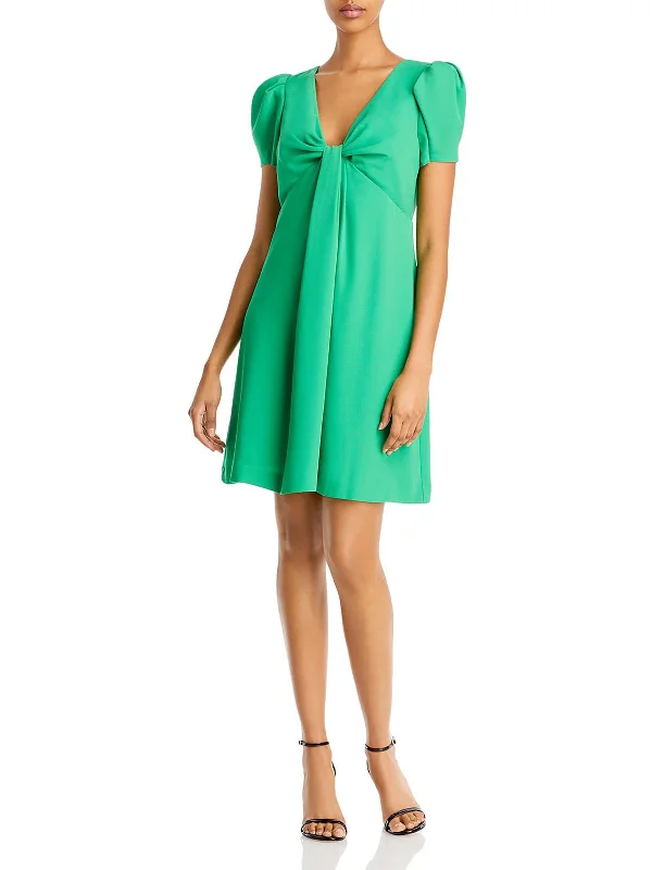 Women's party dress layered -Womens Knot-Front Mini Cocktail and Party Dress