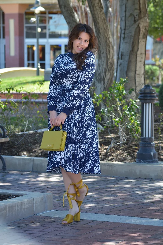 ladies-floral-dress-heather-hush-Parga Navy Muted Floral Crochet Dress