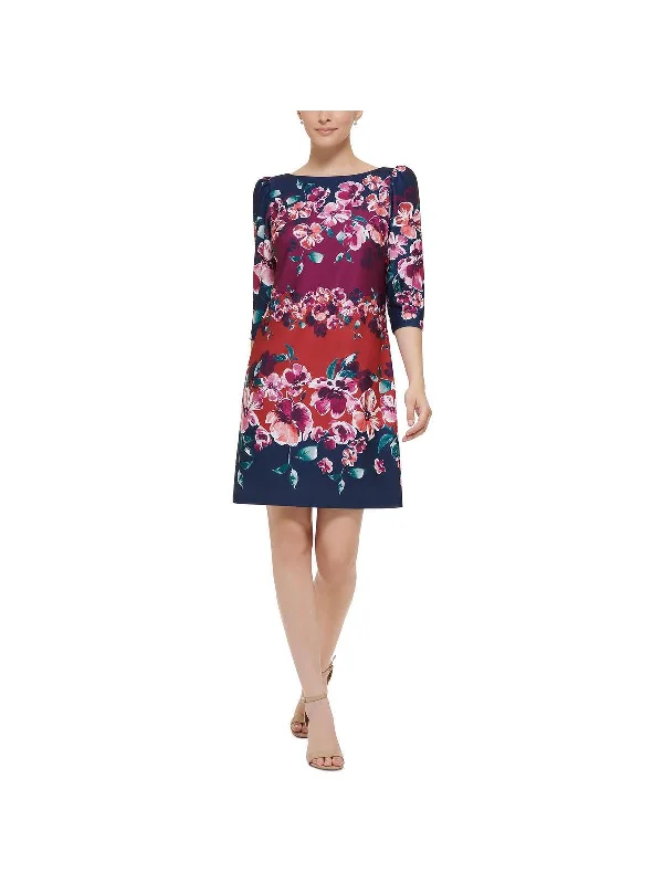 ladies-floral-dress-versatile-vibe-Womens Floral Print Knee Shift Dress