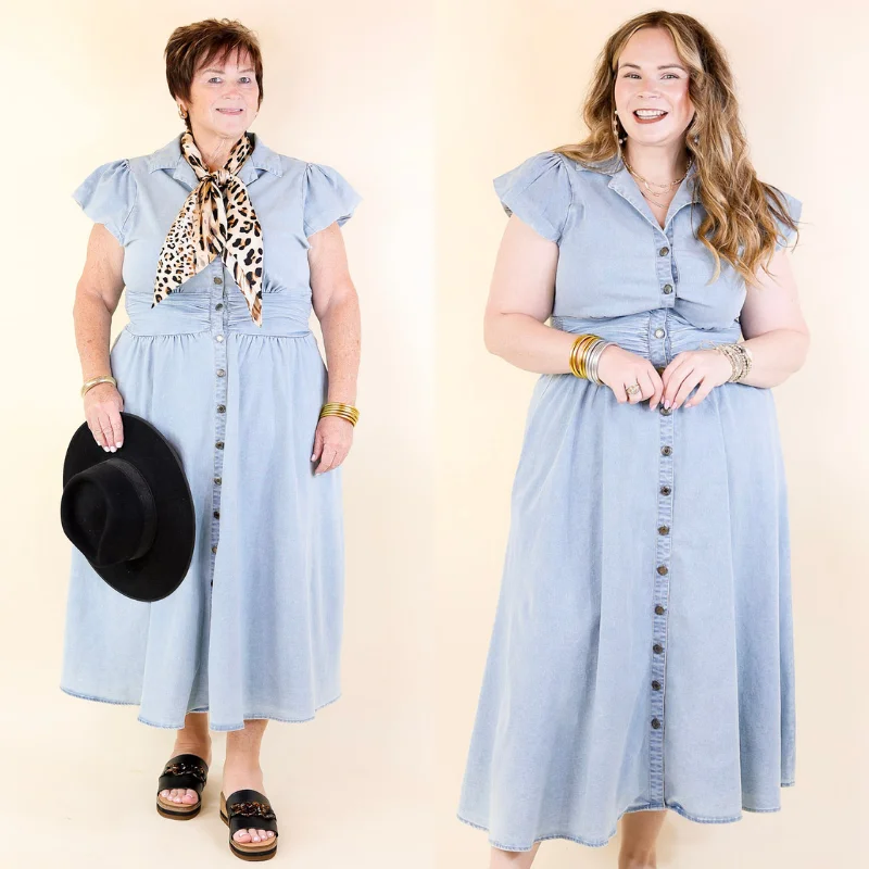 ladies-midi-dress-berry-bloom-Timeless Threads Midi Maxi Dress with Smocked Bodice in Light Wash