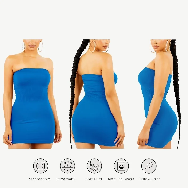 Women's bodycon dress loud hue -1Pack Womens Seamless Strapless Stretchy Bodycon Mini Tube Top Dress Black