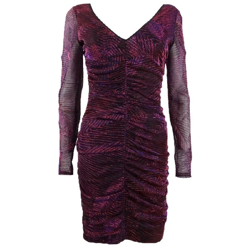 Women's bodycon dress slit chic -Guess Women's Metallic-Print Ruched Bodycon Dress (6, Multi)