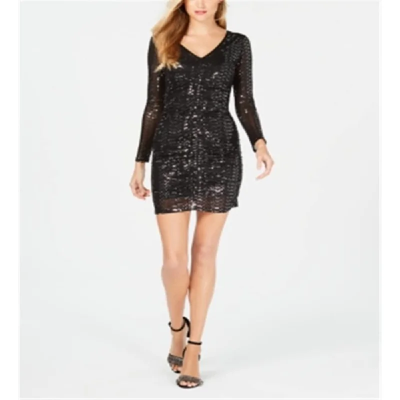 Women's bodycon dress kin flair -Guess Women's Sequined Cocktail Bodycon Dress -Black Size 8