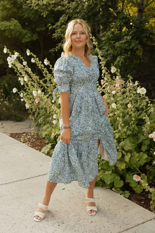 ladies-floral-dress-photo-petal-Abbigail Dress-Blue Floral