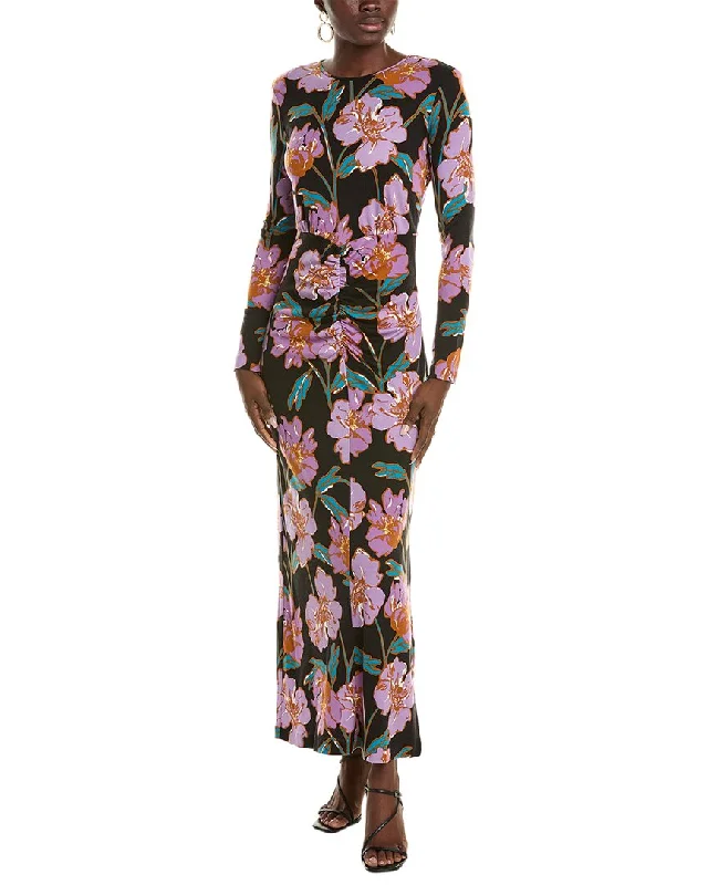 ladies-maxi-dress-tie-dye-twist-Diane von Furstenberg Madge Wool-Blend Maxi Dress