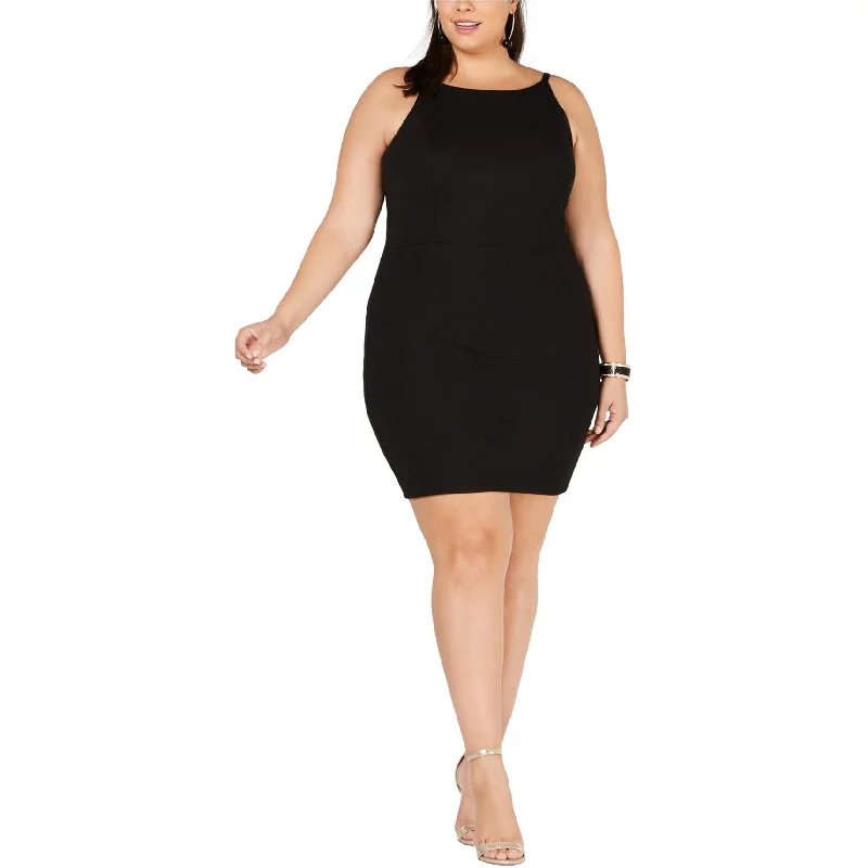 Women's bodycon dress shape flair -Soprano Womens Spaghetti Strap Bodycon Dress, Black, 2X