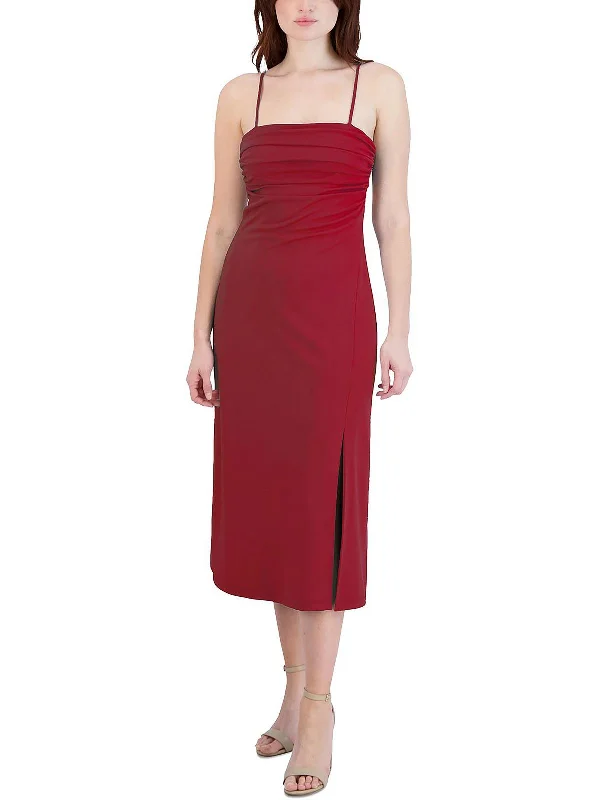 Women's party dress fitted elegance -Womens Open Back Midi Cocktail and Party Dress