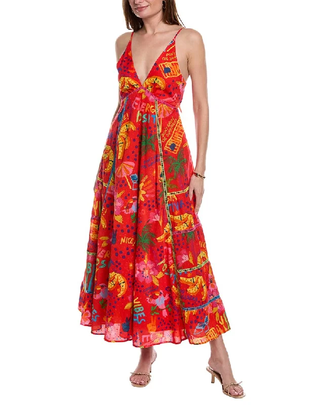 ladies-maxi-dress-dance-dawn-FARM Rio Good Vibes Tie Back Maxi Dress