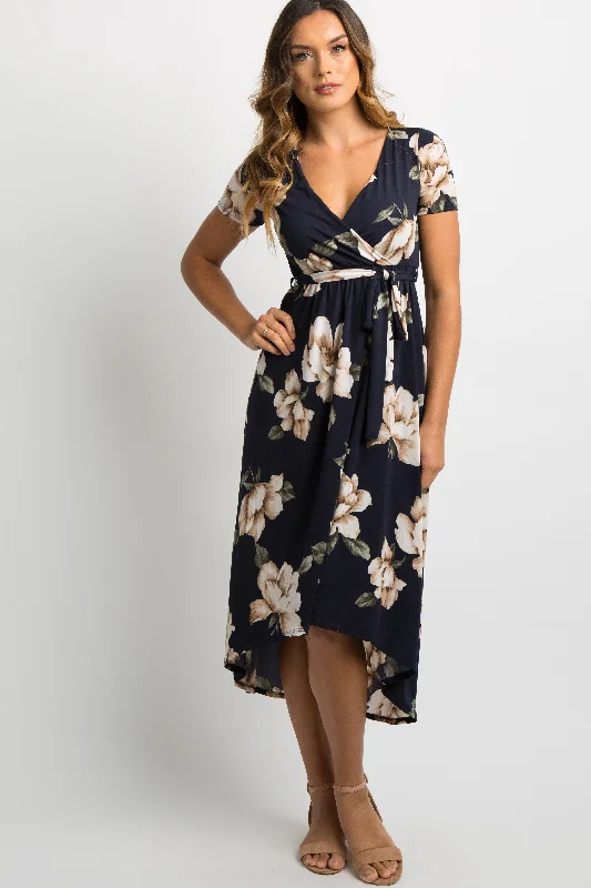 ladies-floral-dress-opal-orchid-PinkBlush Navy Blue Floral Hi-Low Wrap Dress