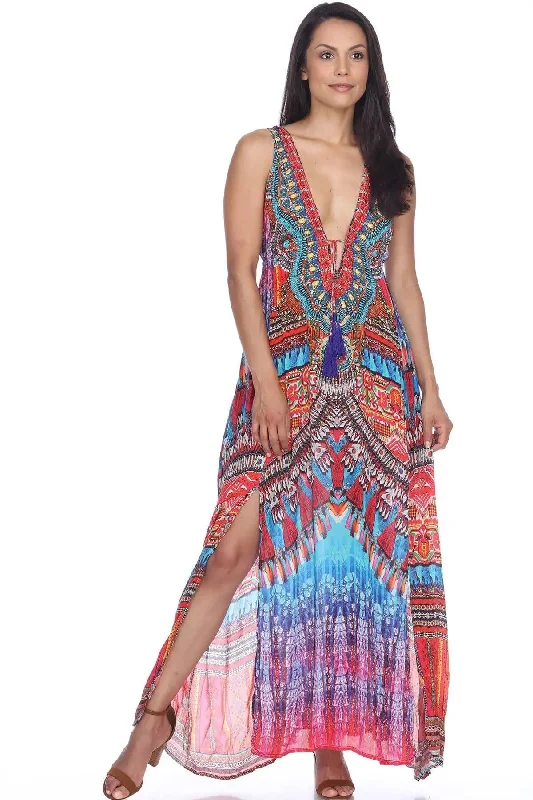 Women's party dress sparkly vibe -Resort Beach 2 Two Slit Party Maxi Long Dresses for Women - Sun Beach Club Dresses, Summer Wedding and Casual Evening