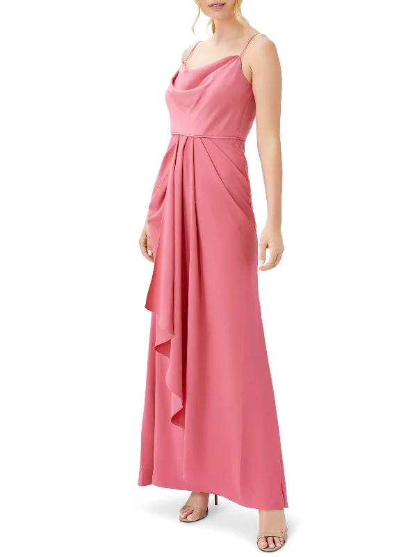 ladies-maxi-dress-shopping-silk-Womens Cowl Neck Maxi Evening Dress