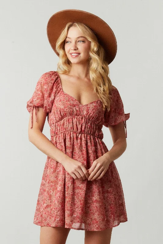 ladies-floral-dress-festival-fawn-Red Floral Dress