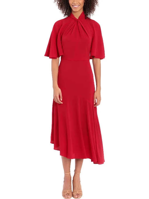 Women's party dress high fashion -Womens Crepe Midi Cocktail and Party Dress