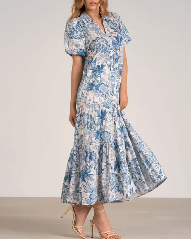 ladies-midi-dress-trendy-twirl-2024 Elan Floral Midi Shirt Dress - Vp5862