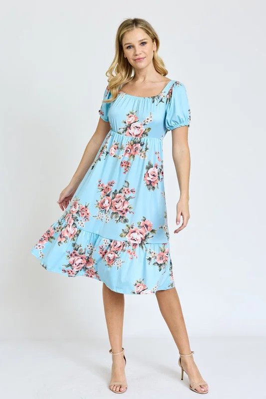 ladies-floral-dress-soft-sunset-Floral Square Neck Puff Sleeve Boho Dress