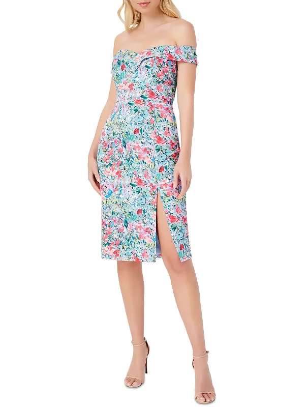 Women's party dress reversible -Womens Floral Midi Cocktail and Party Dress