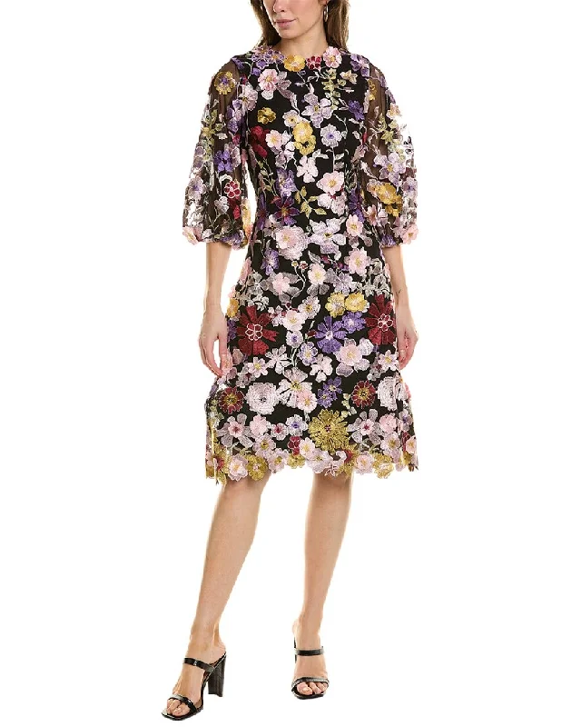 ladies-floral-dress-meadow-mirth-Teri Jon by Rickie Freeman Floral Applique Dress