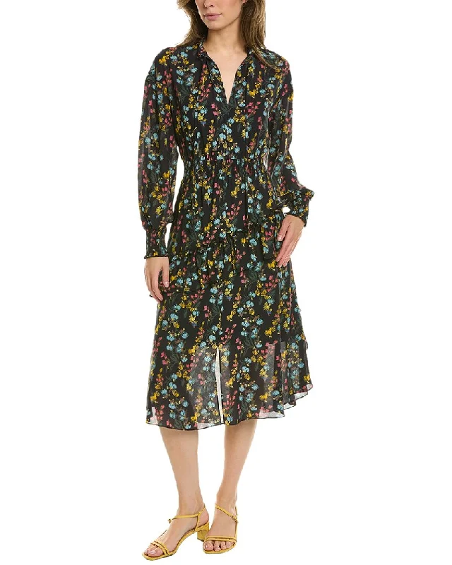 ladies-midi-dress-rust-ripple-Marchesa Notte Floral Midi Dress