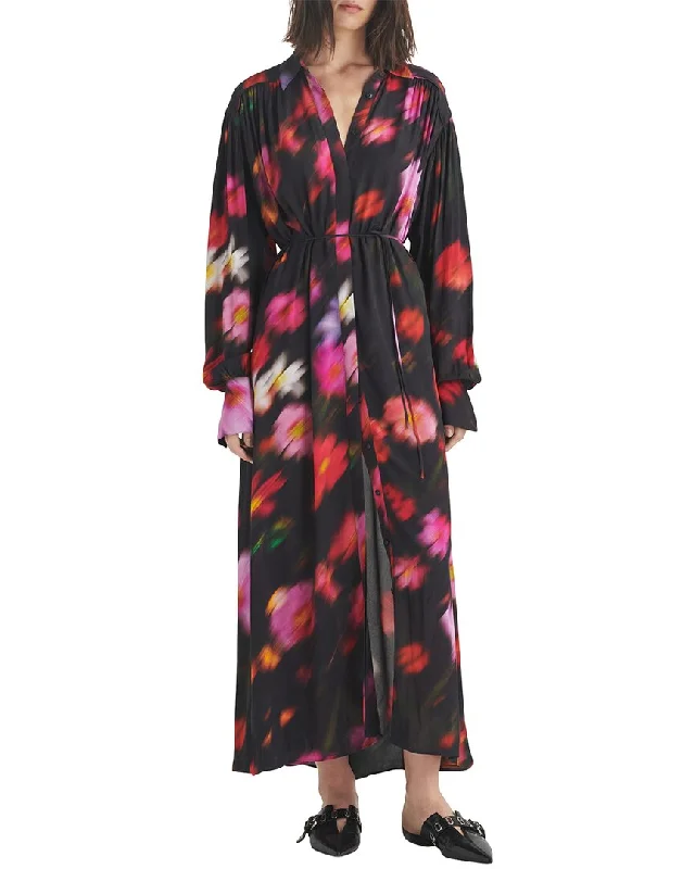 ladies-maxi-dress-shimmer-sunset-rag & bone Aubrey Floral Maxi Shirtdress