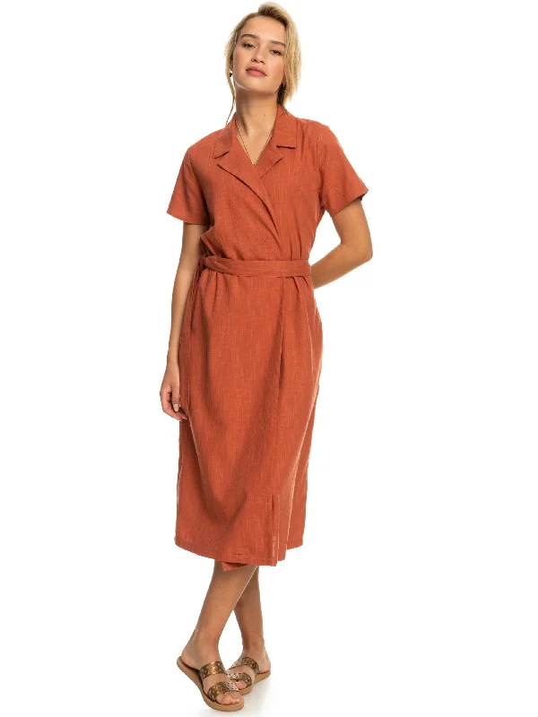 ladies-midi-dress-heather-harmony-Womens Alright Dear Midi Wrap Dress