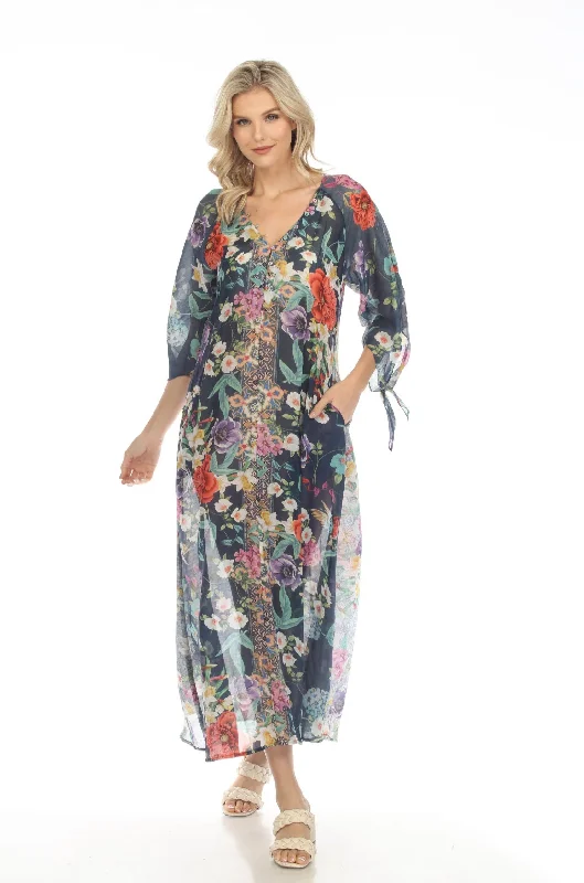 ladies-floral-dress-viral-vibe-Johnny Was Sunrise Floral Swim Cover-Up Long Dress Boho Chic CSW0522-A