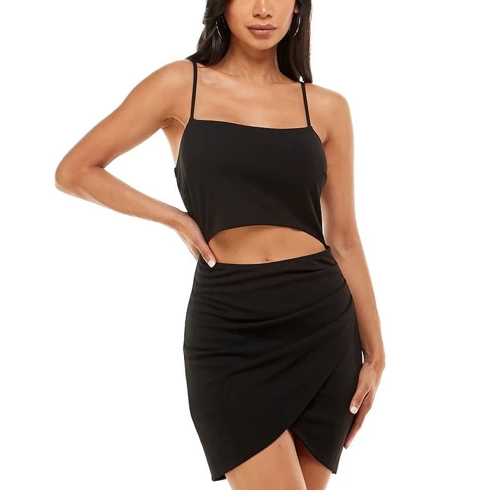 Women's bodycon dress era glow -Emerald Sundae Junior's Cutout Bodycon Dress Black Size X-Large