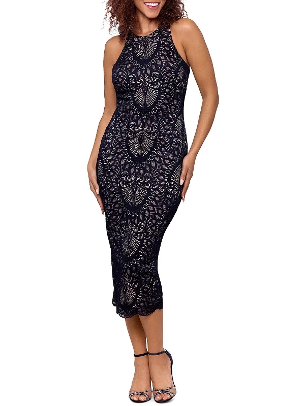 ladies-midi-dress-flirty-flow-Womens Lace Midi Halter Dress