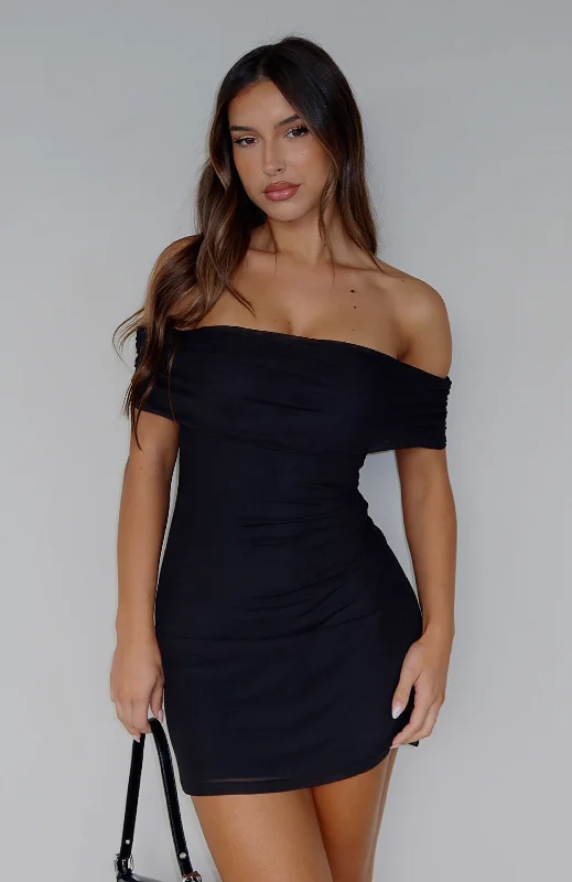 Women's mini dress mute chic -Got The Talent Off Shoulder Mini Dress Black