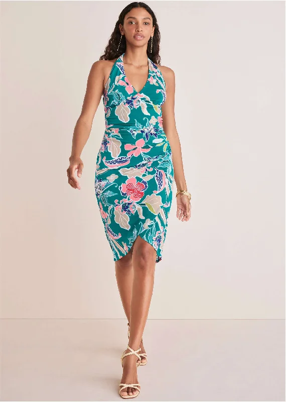 ladies-floral-dress-fresh-fable-Halter Wrap Dress - Paradise Floral