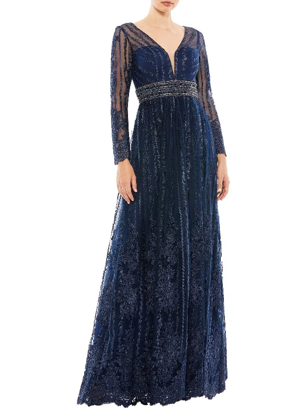 ladies-floral-dress-navy-nimbus-Womens Floral Embroidered Evening Dress