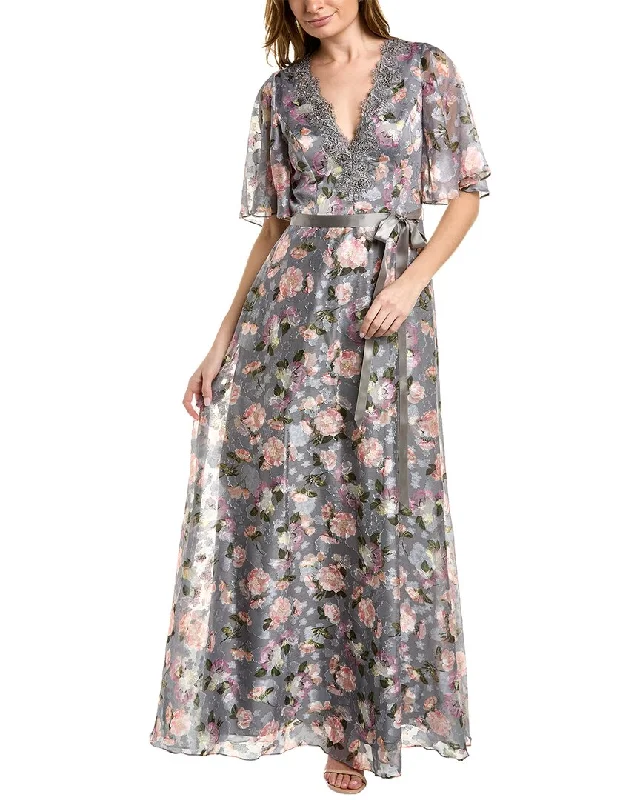 ladies-floral-dress-asymmetric-awe-Aidan Mattox Burnout Floral Gown