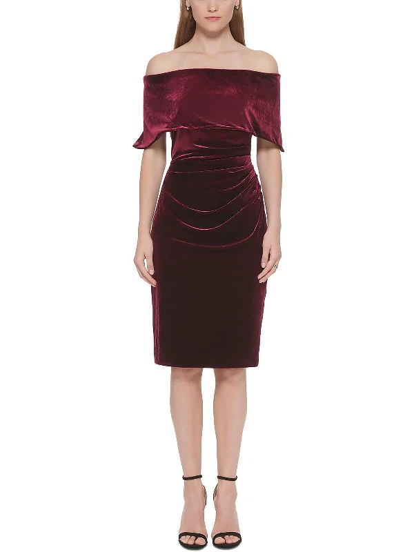 Women's party dress party glow -Womens Velvet Mini Cocktail and Party Dress