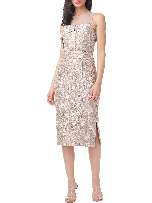 Women's party dress urban edge -Womens Metallic Midi Cocktail and Party Dress