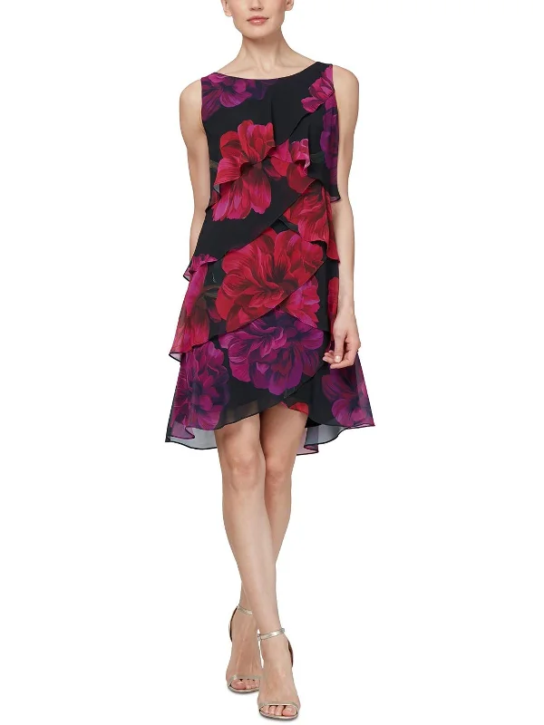 ladies-floral-dress-field-fawn-Womens Floral Flutter Sheath Dress