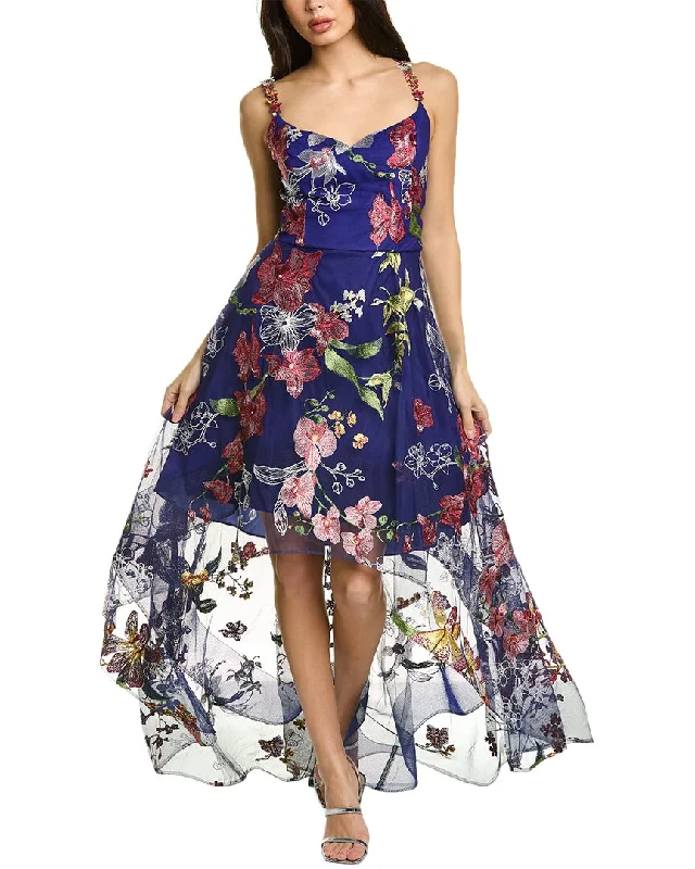 ladies-floral-dress-orchid-opal-Marchesa Notte Floral Embroidered Gown