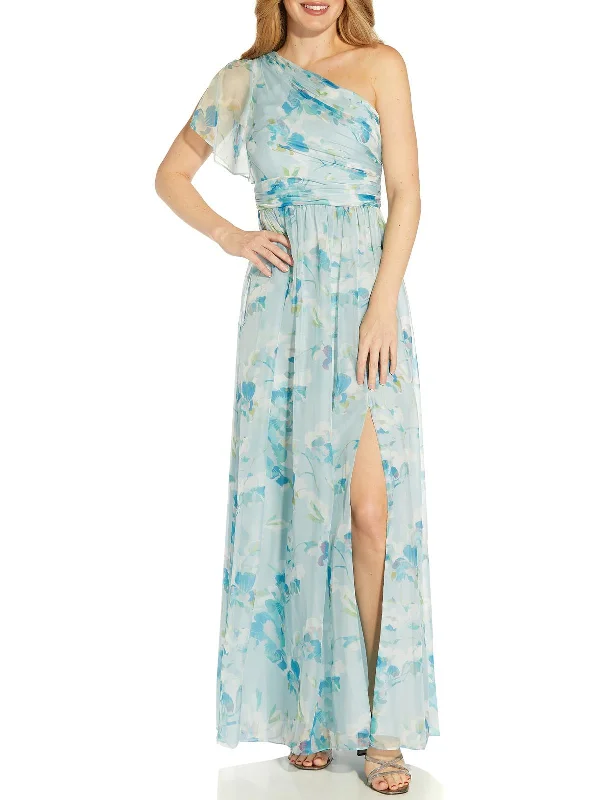 ladies-floral-dress-dainty-dusk-Womens Chiffon Floral Print Evening Dress