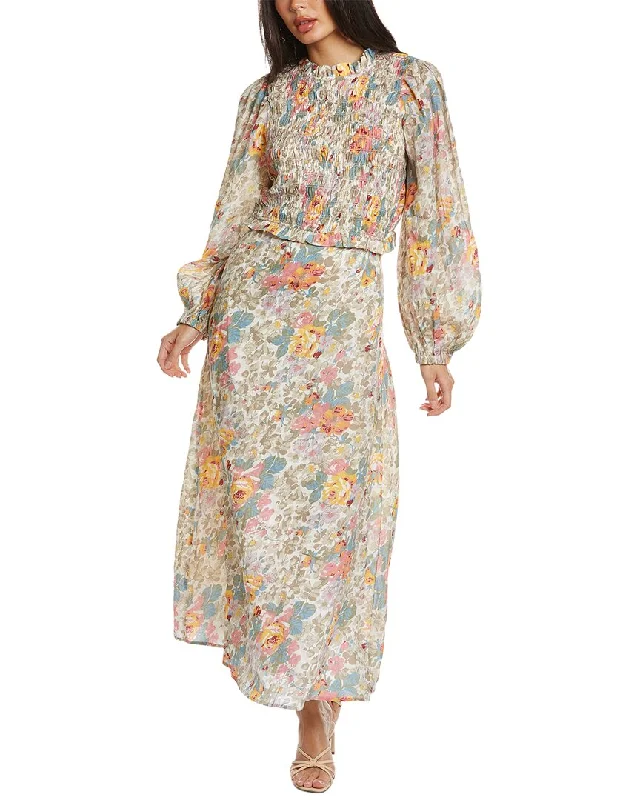 ladies-floral-dress-comfortable-calm-SEA NY Ines Floral Smocked Dress