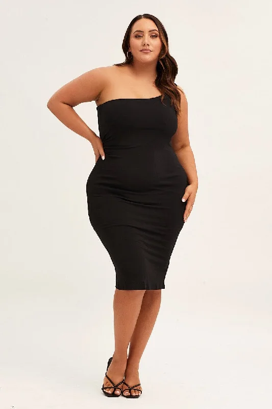 Women's bodycon dress pull flair -Black One Shoulder Jersey Bodycon Dress