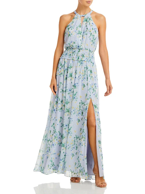 ladies-floral-dress-periwinkle-petal-Womens Floral Long Evening Dress