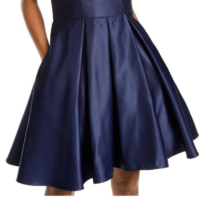 Women's party dress neon -Blondie Women's Above The Knee Fit Flare Party Dress Blue Size 11