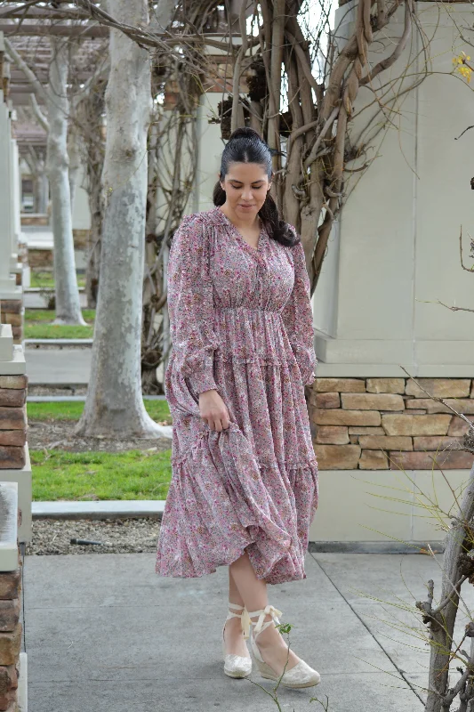 ladies-floral-dress-rust-rose-Ayla Dusty Pink Floral Dress