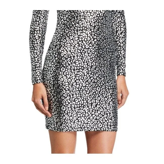 Women's party dress party glow -Michael Kors Women's Long Sleeve Mini Body Con Party Dress Gray Size X-Small