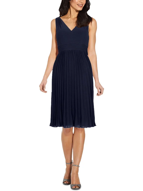 Women's party dress festive -Womens Pintuck Midi Cocktail and Party Dress