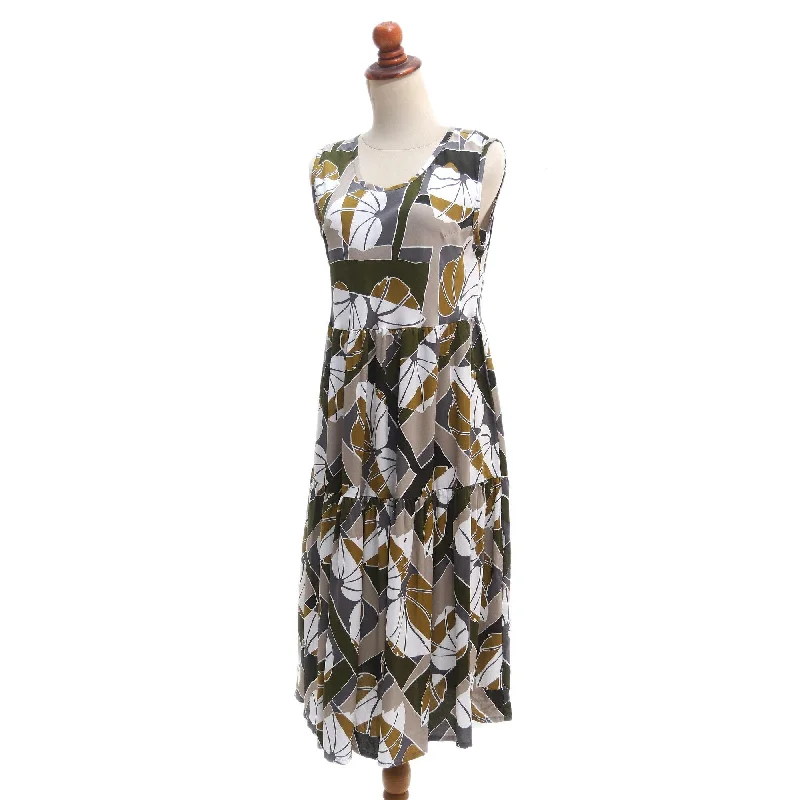 Women's party dress sleeveless -Novica Handmade Garden Party Rayon Sundress