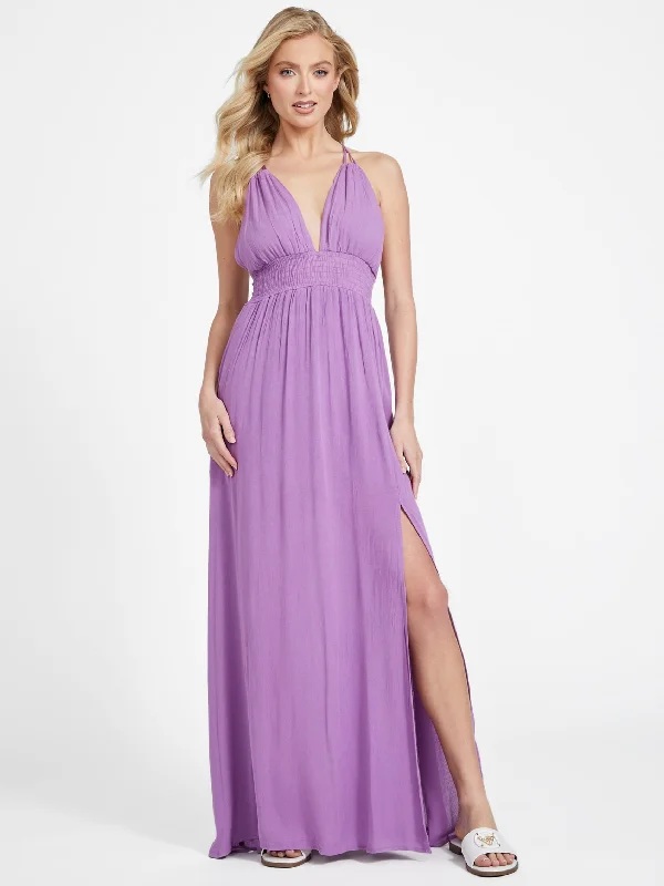 ladies-maxi-dress-retro-radiance-Paseo Slit Front Maxi Dress