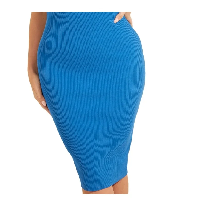 Women's bodycon dress flex pop -Guess Women's Haley Ribbed Bodycon Dress Blue Size X-Large