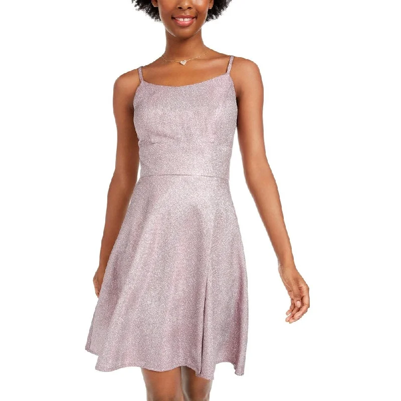 Women's party dress high neck -Morgan & Company Women's Shimmer Skater Dress Pink Party -Size 1