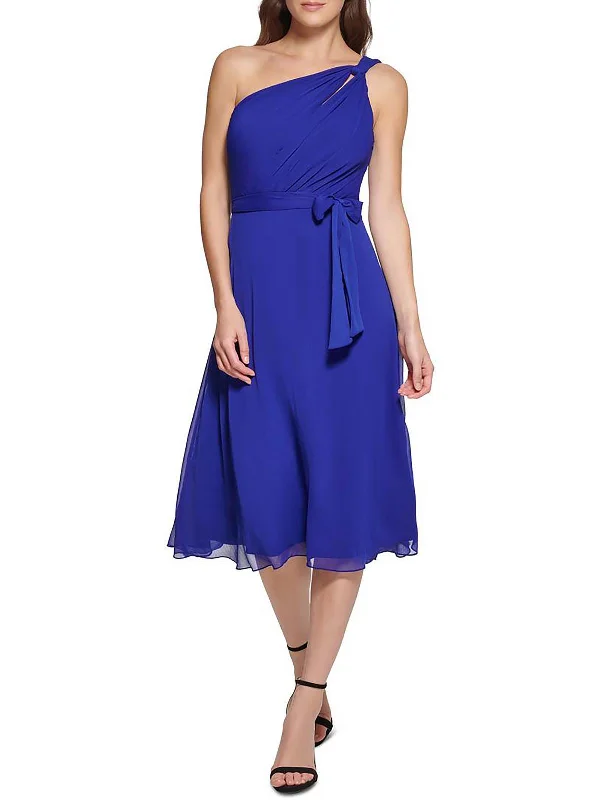 Women's party dress velvet -Womens Belted Midi Cocktail and Party Dress