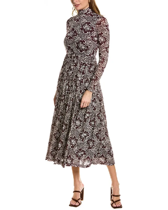 ladies-maxi-dress-brunch-breeze-Rebecca Taylor Rochelle Fleur Pleated Maxi Dress