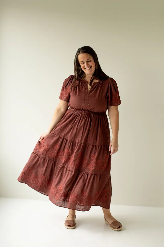 ladies-maxi-dress-shift-shimmer-Plus 'Athena' Embroidered Detail Tiered Maxi Dress in Merlot